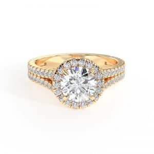 "זואי" טבעת 2 שורות יהלומים עם היילו 1.00 קראט זהב צהוב
