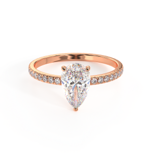 טבעת אירוסין "סתיו" קלאסית משובצת יהלום בחיתוך טיפה