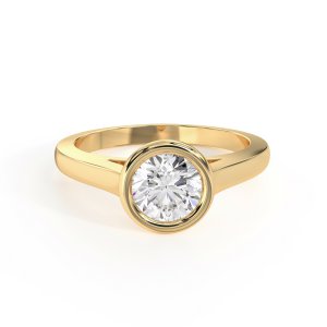 טבעת אירוסין "אוולין" טבעת סוליטר שיבוץ מריחה 1.00 קראט זהב צהוב