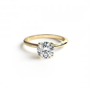 טבעת אירוסין "אביגיל" טבעת סוליטר עגולה ועדינה 1.00 קראט זהב צהוב