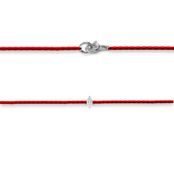 צמיד חוט אדום עם יהלום מרקיזה 0.10 קראט