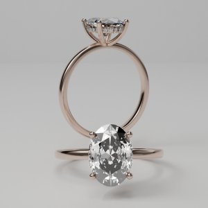 טבעת אירוסין 1 קראט "מולי" טבעת סוליטר קלאסית מזהב משובצת יהלום אובל