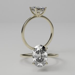 טבעת אירוסין 1 קראט "מולי" טבעת סוליטר קלאסית מזהב משובצת יהלום אובל