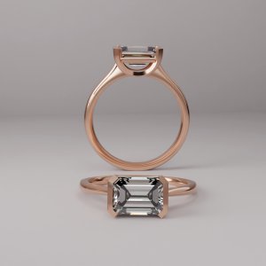 טבעת אירוסין "הלן" סוליטר משובצת יהלום אמרלד 1.00 קראט