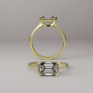 טבעת אירוסין "הלן" סוליטר משובצת יהלום אמרלד 1.00 קראט